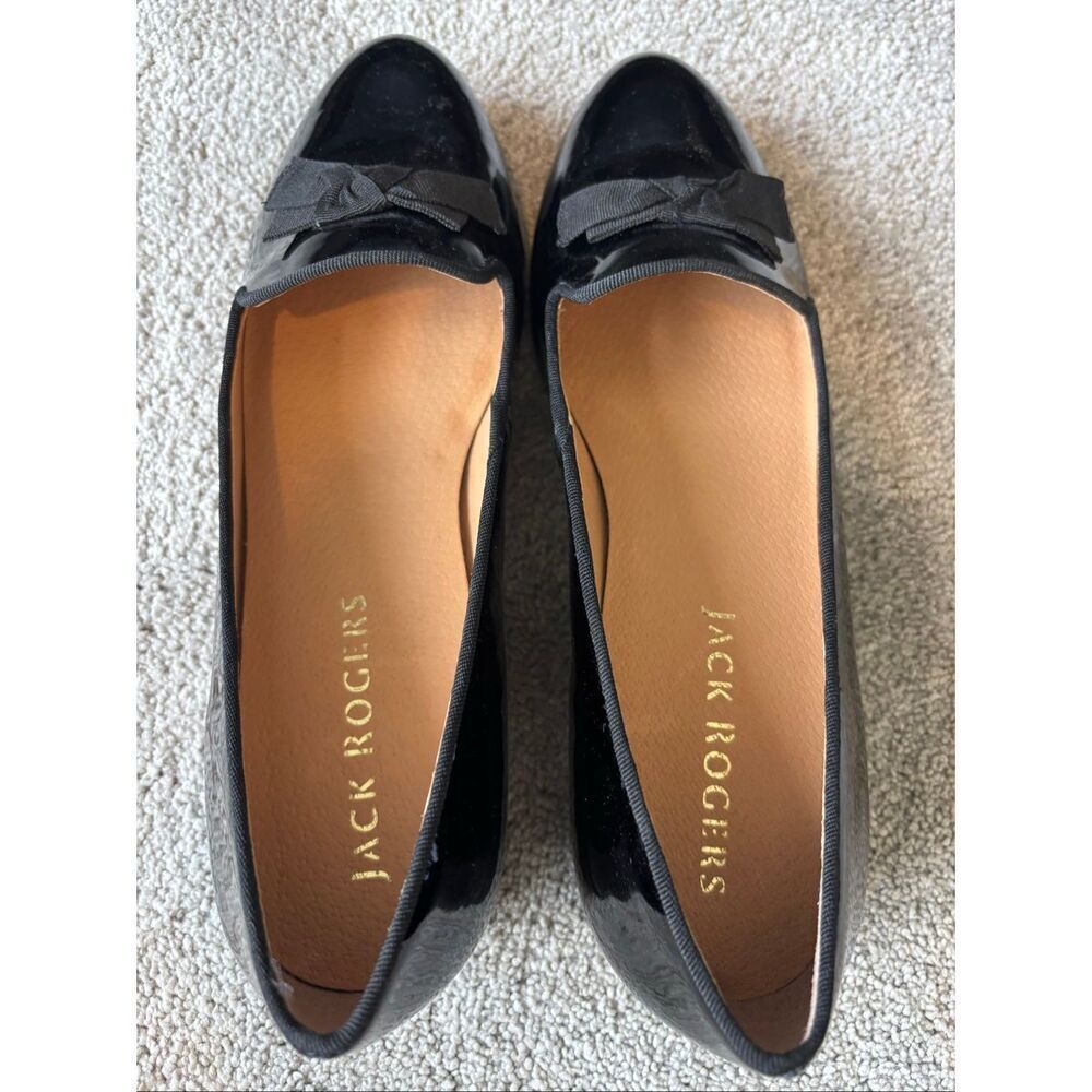 Jack Rogers Ginny Black Patent Leather Bow Loafers | Quiet Luxury Ballet Academi - Picture 8 of 9